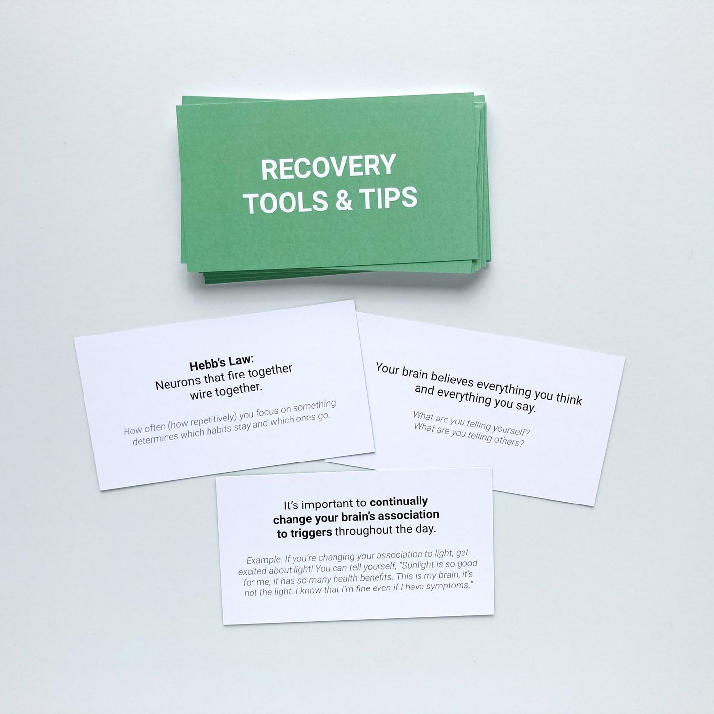 How I'm Healing Brain Retraining Practice Cards. Recovery Tools & Tips cards pictured