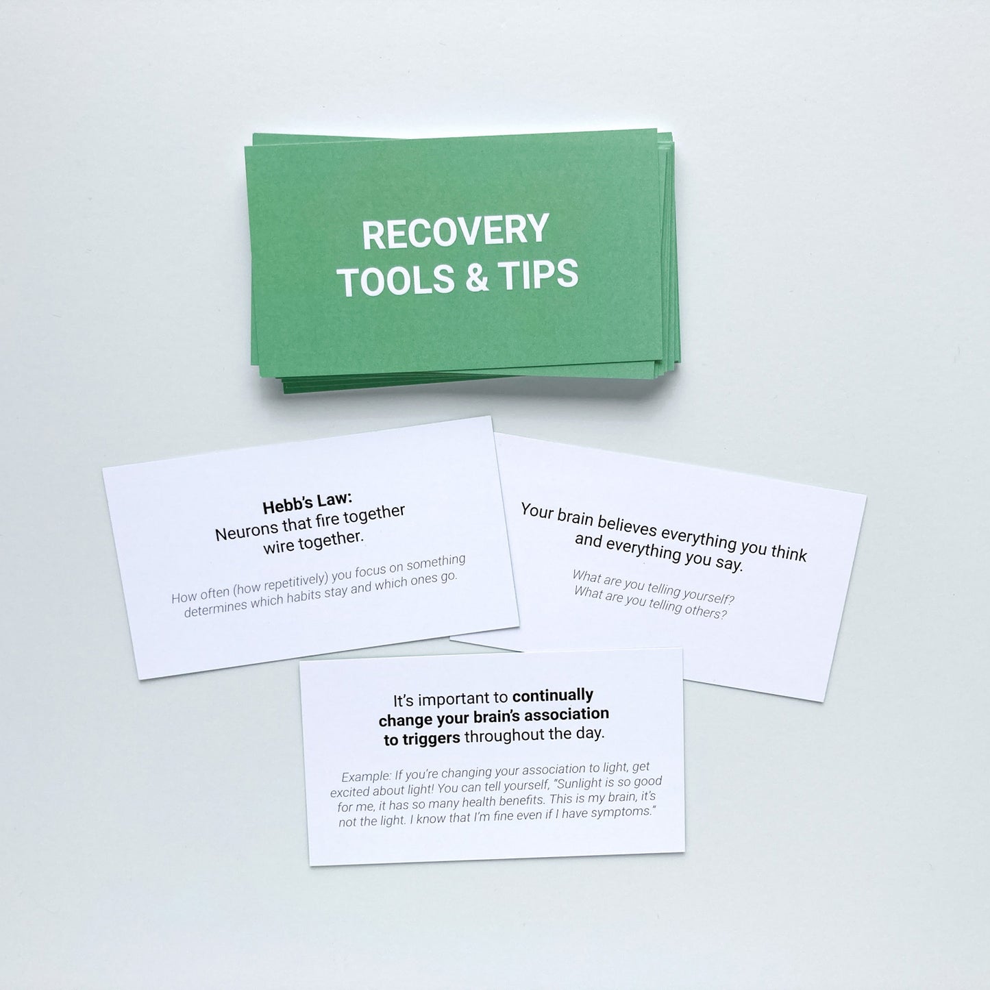 How I'm Healing Brain Retraining Practice Cards. Recovery  Tools & Tips cards pictured